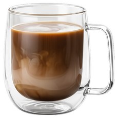 오템 이중 내열 손잡이 유리컵 350ml, 1개