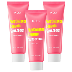 오겟 핑크 콜라겐 캡슐 선스크린 SPF50+ PA++++, 40ml, 3개