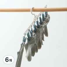 솔브리빙 깔끔 다용도 양말 모자 집게형 정리 보관, 블루, 6개