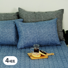 스코홈 몽크 베개커버 + 솜 세트, 몽크블루, 4개