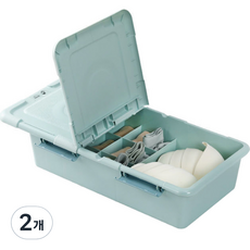 리얼무드 플라스틱 칸막이 속옷정리함, 하늘색, 2개