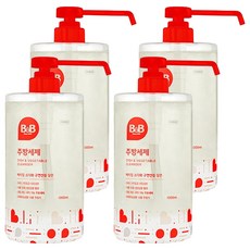 B&B 嬰兒食器適用蔬果洗碗盤洗潔精, 1L, 4瓶
