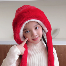 Orenjidamom 女童用兔子絨毛針織帽