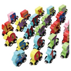 數字原木磁性火車遊戲組 27p, 混合顏色, 1套