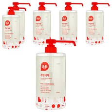 B&B 嬰兒食器適用蔬果洗碗盤洗潔精, 1L, 6瓶