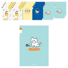 morning glory Chaeum Note 填充筆記本 小學3-6年級 無橫線 25行 4款 + 隨機出貨 2入組 A2, 4套, 狗狗宇宙釣魚 + 三隻小狗 + 可愛狗狗 + 網球狗狗