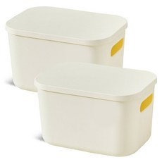 Market Plan Simply Point 收納箱 M, 象牙白, 2個