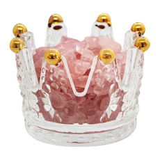 O'Pretty 歐沛媞 水晶擴香石組-粉水晶, 天然能量晶石, 玻璃皇冠容器, 1組