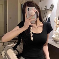 PEONIST 女款基本款短版修身U領T恤