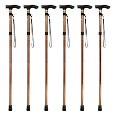 접이식 4단 효도 일자 휴대용 지팡이, 브라운, 6개