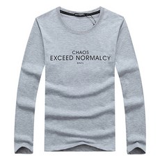 남성용 카오스 영어 레터링 캐주얼 빅사이즈 긴팔 티셔츠