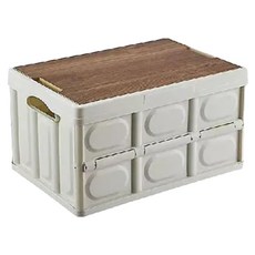 露營收納箱 PP+木板材質 攜帶方便 28L/30L/55L, 白色, 1個, 1層