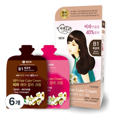 자연으로 비파 헤어 칼라 크림, B1 흑갈색, 120ml, 6개