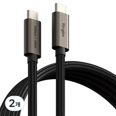 링케 C타입-C타입 240W Gen 2X2 초고속 충전 케이블, 블랙, 2개, 2m