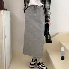 afinar 女士厚實內刷毛H字型鬆緊帶長裙