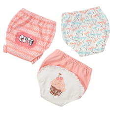 Vanibaby 幼兒學習褲 Set 3件, 6層脫脂紗布, 防水透氣, 醫學級脫脂棉, 100cm, 粉紅蛋糕, 1組