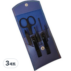 제이 고급 손톱손질 도구 7종 + 케이스 세트, 블랙(도구), 블루(케이스), 3세트