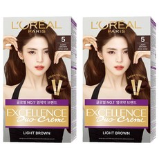 로레알파리 엑셀랑스 듀오크림 나눠쓰는 새치염색 염모제, 5 라이트브라운, 2개