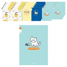 morning glory Chaeum Note 填充筆記本 小學3-6年級 無橫線 25行 4款 + 隨機出貨 2入組 A2, 5套, 狗狗宇宙釣魚 + 三隻小狗 + 可愛狗狗 + 網球狗狗