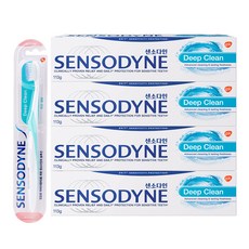 SENSODYNE 舒酸定 深層清潔牙膏 113g 4入+深層清潔牙刷 隨機出貨, 1套