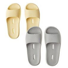 BASE ALPHA ESSENTIALS 不會卡門的低腳背浴室拖鞋 2件組 韓國製造/EVA材質, 黃色, 灰色, 1個