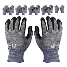 Cheonhamujeok Stone Super Grip NBR 泡棉半塗層工作安全手套 雙手組 M, 10套, 灰色