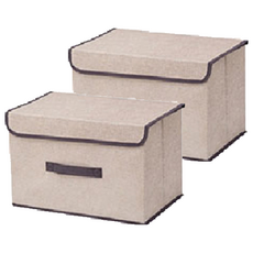 살림마녀 접이식 패브릭 수납박스, 아이보리, 2개