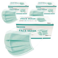 마메 3중구조 일회용 마스크, 50개입, 3개, 그린