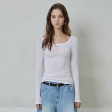 MICHIKOLONDON 女款深U領柔軟上衣