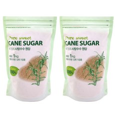 캐인슈가 비정제 원당 갈색설탕, 1kg, 2개