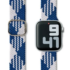 누아트 애플워치 호환 나일론 솔로루프 스트랩, 블루화이트, 1개