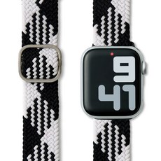 누아트 애플워치 호환 나일론 솔로루프 스트랩, 블랙화이트, 1개