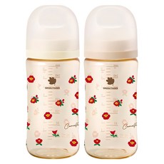 Yuhan Kimberly PPSU奶瓶 2入組, 山茶花款(奶油白+米色), 280ml, 1組