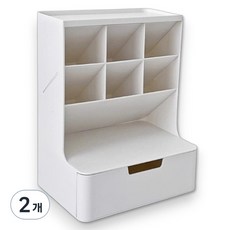 제이제이 화장품 정리 사무용품 수납 데스크 오거나이저, 화이트, 2개