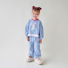 MARI N MORI 兒童大蝴蝶結兔子刷毛上下裝套組