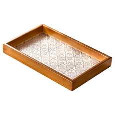 HAPPY LiFE 楠竹托盤長方形, 適用於茶具、點心或小飾品, 增添用餐美感, 呈現精緻下午茶時光, 小款(32 x 20 x 3.5cm), 原色