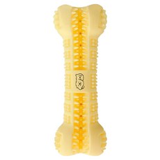 Little poppet 小小毛孩 寵物潔牙牙刷玩具 潔牙儲存孔 對齊牙毛刷 密集清潔顆粒 牙膏出口 適用於小型犬, M(10 x 3 x 2.5cm), 馬卡龍黃色, 1個