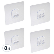 層架黏貼式壁掛單掛鉤, 8個, 透明