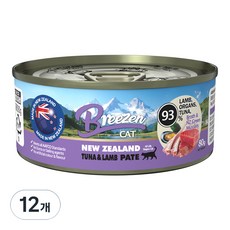 브리젠 전연령 고양이 뉴질랜드 파테 주식캔, 12개, 80g, 참치+양 12개, 80g, 참치+양