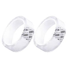 deLi 得力 透明黏著矽膠雙面防水膠帶 凝膠型 厚度 1mm x 30mm x 3m 33601, 透明, 2個