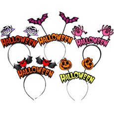 萬聖節髮箍5件組, 南瓜, 蝙蝠, 蜘蛛, 德古拉, 惡魔, 1套