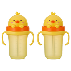에디슨 유아용 프렌즈 흘림방지 입체 빨대컵2, 300ml, 2개, 오리더기