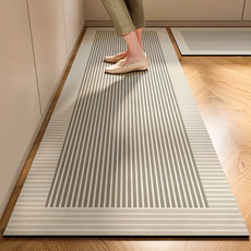 日式條紋廚房珪藻泥吸水地墊, 線格疊織, 2個