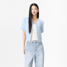 MIXXO 女款圓領粗花呢短袖外套