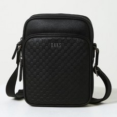 DAKS 男款Louis DD圖案硬殼皮革迷你斜背包 DBBA5E014BK, 黑色