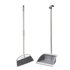 Living Formula 立式掃把簸箕套裝, 1套, 白色 + 灰色