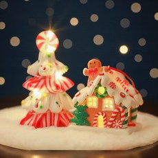 EPLYN 聖誕裝飾 餅乾屋氣氛燈 餅乾 + 果凍迷你樹套組, 餅乾