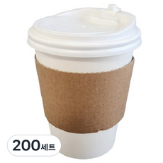 생활을그리다 무인쇄 종이컵 360ml + ps 뚜껑 화이트 + 홀더 무지 세트, 200세트
