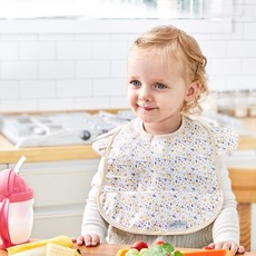 BelleMent Angel防水吃飯圍兜, White Botanic, 1入, 1入