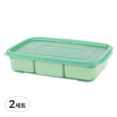 EASY&FREE Wave Keep 6格保鮮盒組 綠色 1700ml, 保鮮盒 1700ml, 2組